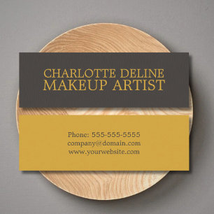 Simple Cool Texture Grey Gold Makeup Artist Mini Business Card