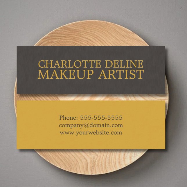 Simple Cool Texture Grey Gold Makeup Artist Mini Business Card (Creator Uploaded)
