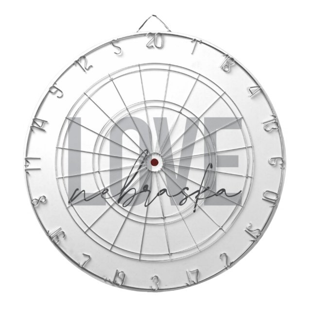 Simple, cool, urban modern design of Love Nebraska Dartboard (Front)