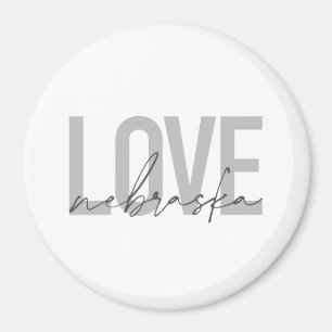 Simple, cool, urban modern design of Love Nebraska Magnet
