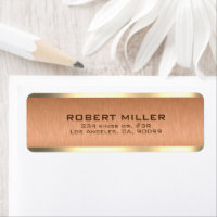 Simple Copper-Brown Metallic Texture Gold Border