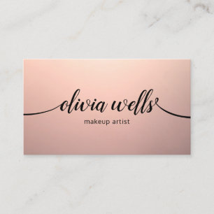 Simple Copper Rose Gold Calligraphy Script Beauty Business Card