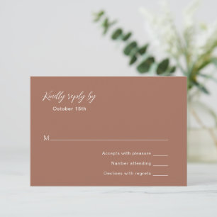 Simple Copper Typographic Modern Elegant Wedding RSVP Card
