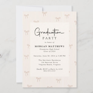 Simple Coquette Bow Photo Graduation Invitation