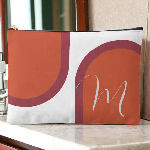 Simple Coral Magenta Pink Arch with Monogram Accessory Pouch