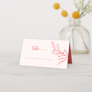 Simple coral pink floral wedding place card