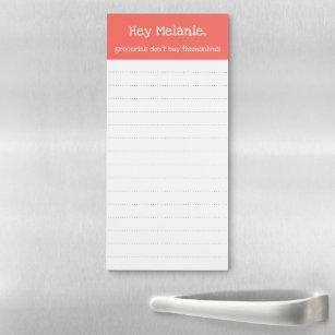 Simple Coral Pink Funny Grocery List Magnetic Notepad