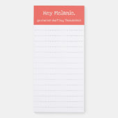 Simple Coral Pink Funny Grocery List Magnetic Notepad (Front)