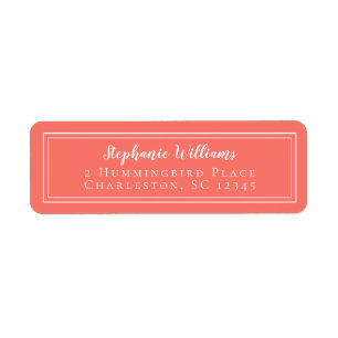 Simple Coral Wedding RSVP Return Address     Label