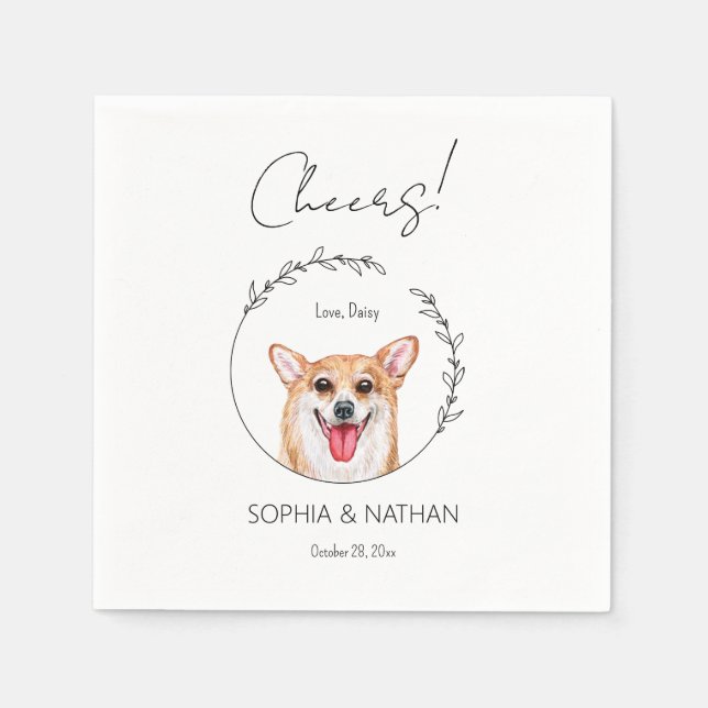 Simple Corgi Dog Wedding Cocktail Napkins (Front)