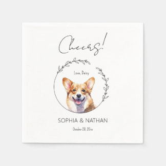 Simple Corgi Dog Wedding Cocktail Napkins