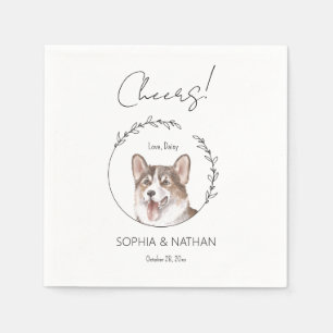 Simple Corgi Dog Wedding Cocktail Napkins