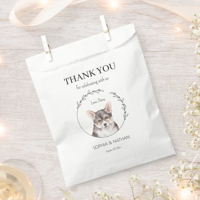 Simple Corgi Dog Wedding Thank You Favour Bag (Clipped)