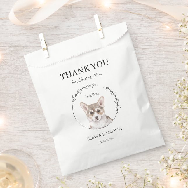 Simple Corgi Dog Wedding Thank You Favour Bag (Clipped)