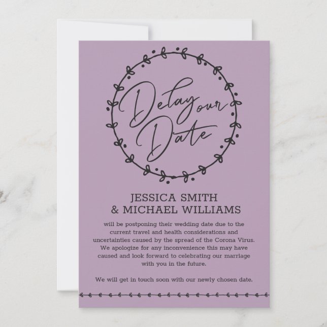 Simple Coronavirus Change Date Wedding Card (Front)