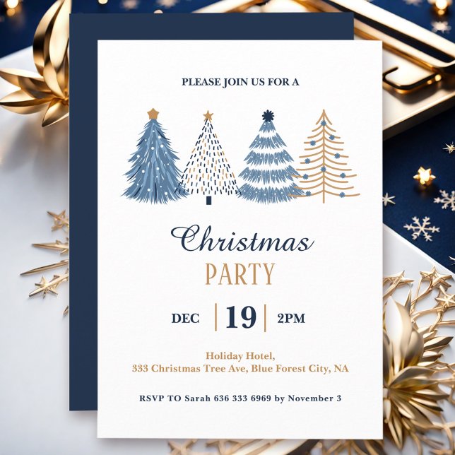 Simple Corporate Blue Christmas Holiday Party Invitation (Simple Corporate Blue Christmas Holiday Party Invitation)