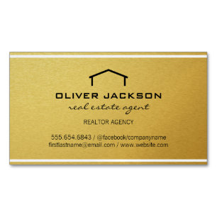 Simple Corporate Real Estate Agent Magnetic Business Card