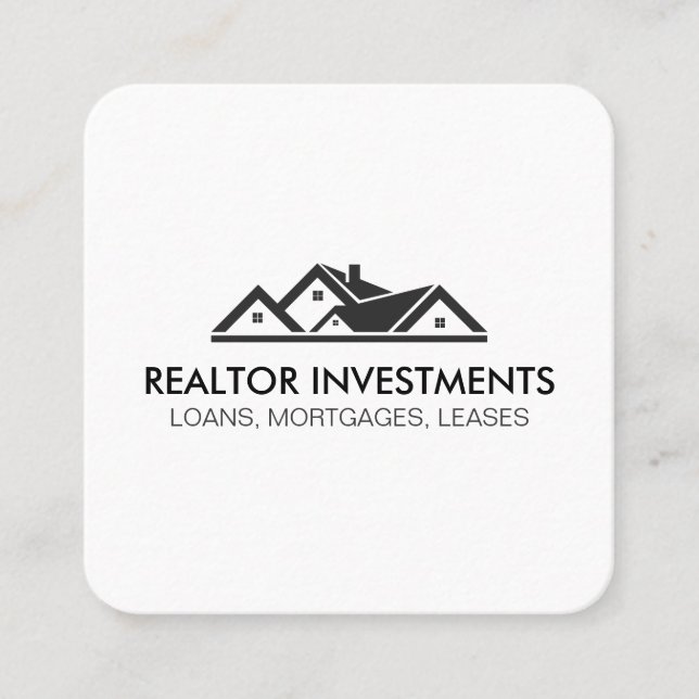 Simple Corporate Real Estate Agent Square Business Card (Front)