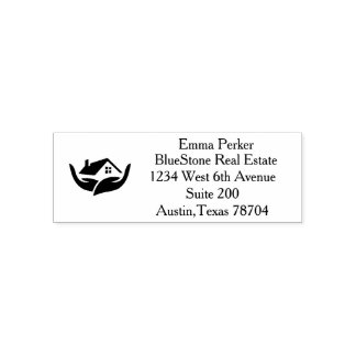 simple corporate trust blue real estate self-inking stamp