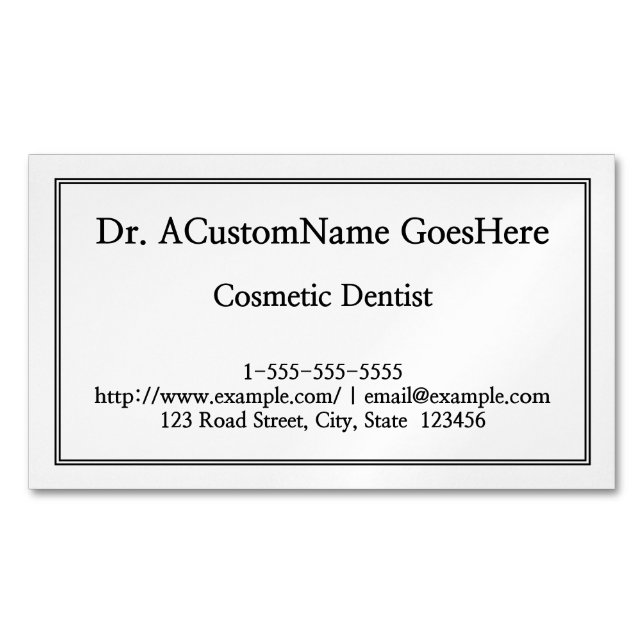 Simple Cosmetic Dentist Magnetic Business Card (Front)