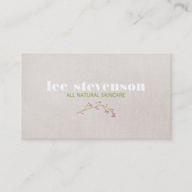 Simple Cosmetology All Natural Beauty Linen Look Business Card (Front)