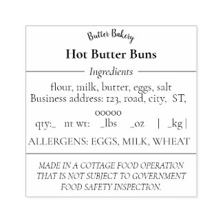 Simple Cottage Food Law Rubber Stamp