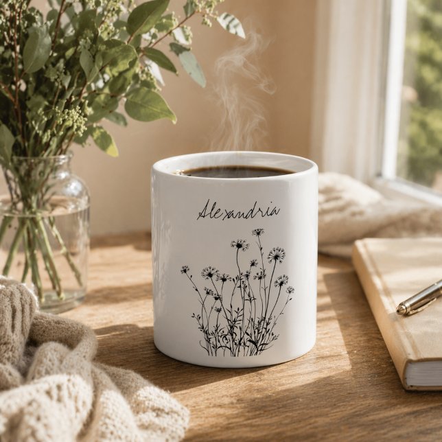 Simple Country Field of Flowers Monogram  Coffee Mug (Creator Uploaded)