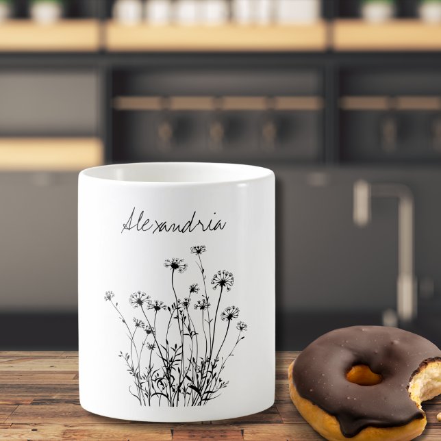 Simple Country Field of Flowers Monogram  Coffee Mug (Creator Uploaded)