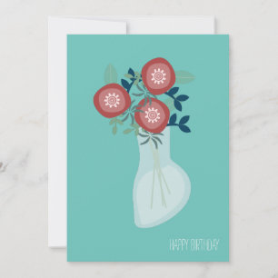 Simple Country Floral in Vase Birthday Wish Cards