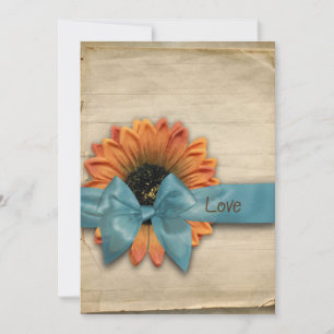 Simple Country Sunflower Wedding Personalised Invitation