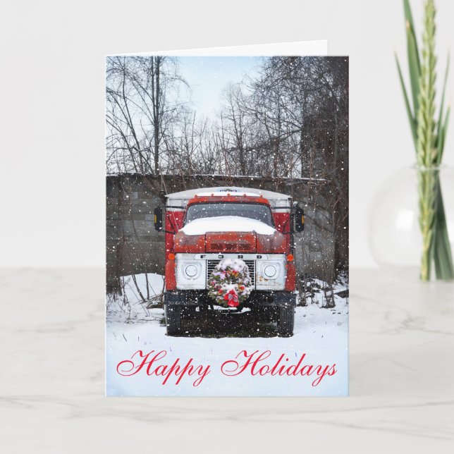 Simple Country Truck Snow Christmas greeting cards (Front)