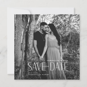 Simple Couple B/W Photo Modern Square Save Date Save The Date
