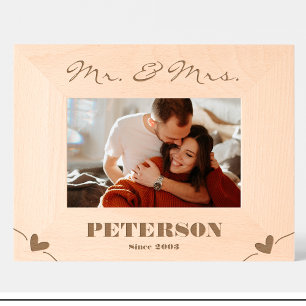 Simple Couple Names Engraved wood frame 