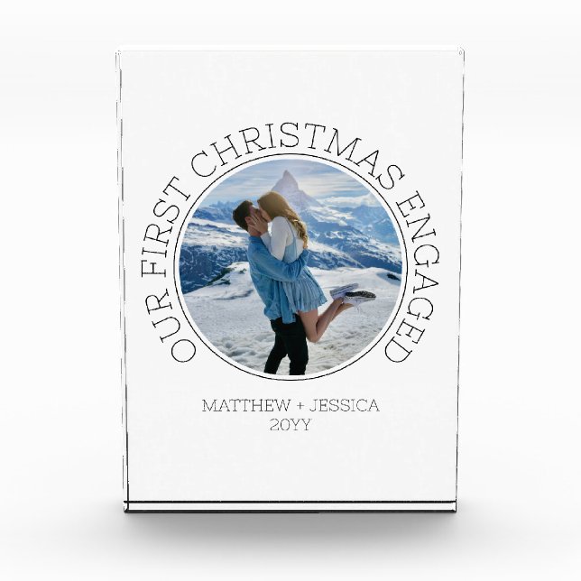 SImple Couple Personalised First Christmas Engaged Photo Block (Front)