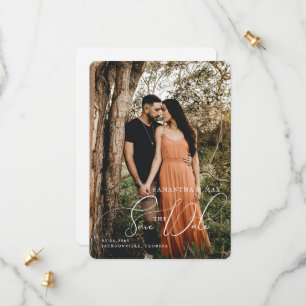 Simple Couple Photo Elegant Rounded Save the Date