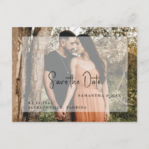 Simple Couple Photo Modern Save the Date Postcard