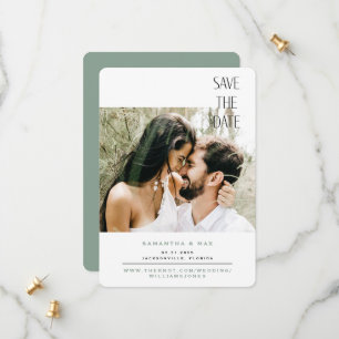 Simple Couple Photo Sage Rounded Save the Date