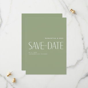 Simple Couple Sage Modern Monogram Save the Date