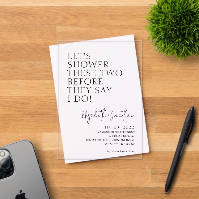 Simple Couple Shower Before They Say I Do Bridal Acrylic Invitations (Insitu (Invitation Card))
