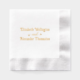 Simple Couple Two Name Fancy Heart “and” #1 Foil Napkins