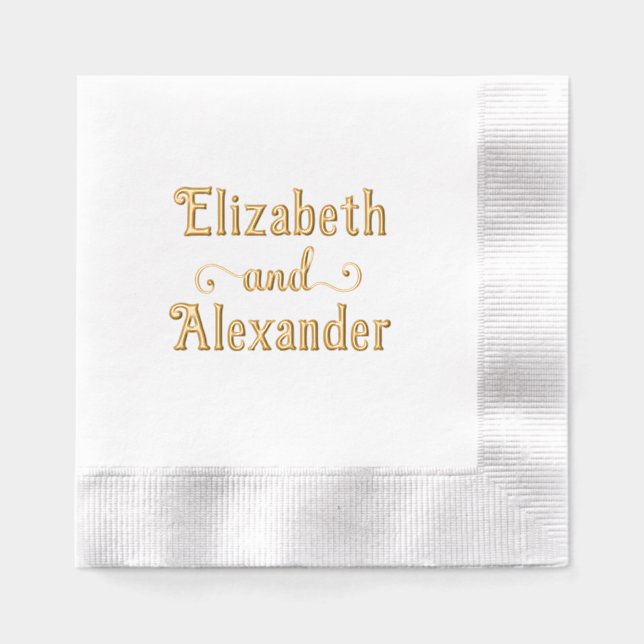 Simple Couple Two Name with Fancy “and” #2LG Foil Napkins (Front)