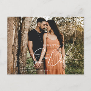 Simple Couple Two Photo Elegant Save the Date Anno Announcement Postcard