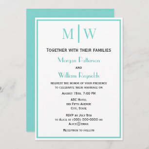 Simple Couple Wedding 2 Initial Mon VS DIY Colours Invitation