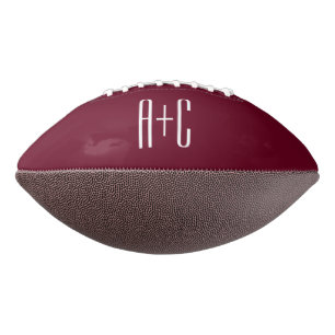 Simple Couples Initials   White & Burgundy Football