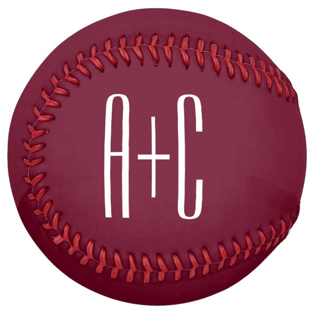 Simple Couples Initials | White & Burgundy Softball (Front Left)