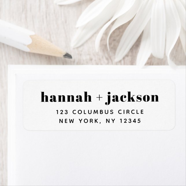  Simple Couples Names Black White Return Address Label (Insitu)