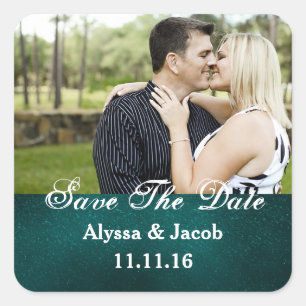 Simple Couples Photo Save the Date Wedding Square Sticker
