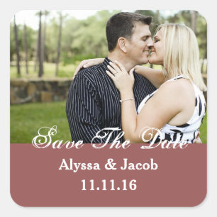 Simple Couples Photo Save the Date Wedding Square Sticker