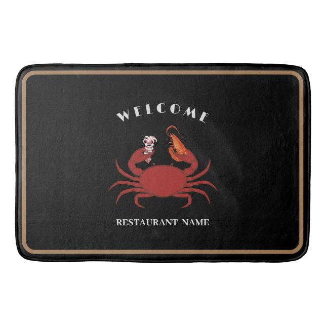 Simple crab shrimp seafood Restaurant logo name Bath Mat (Front)