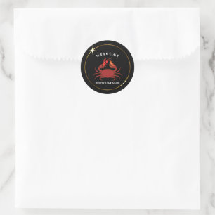 Simple crab shrimp seafood Restaurant logo name Classic Round Sticker
